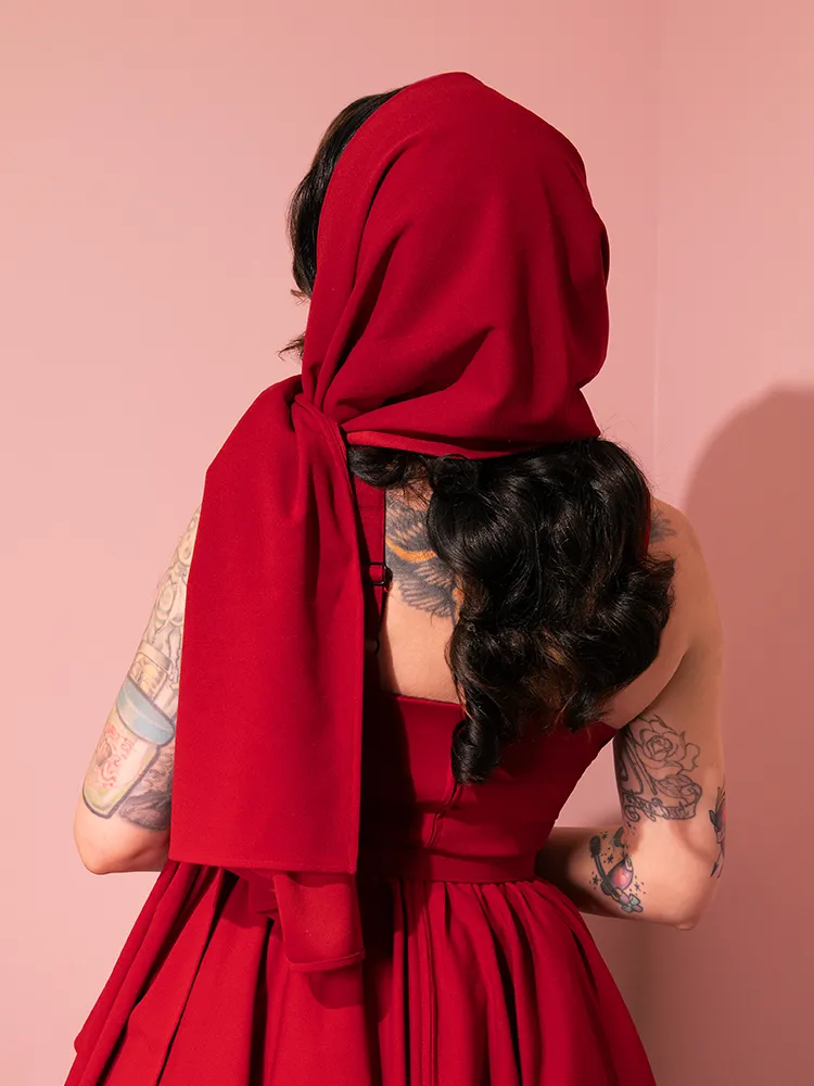 Golden Era Swing Dress and Scarf in Ruby Red - Vixen by Micheline Pitt