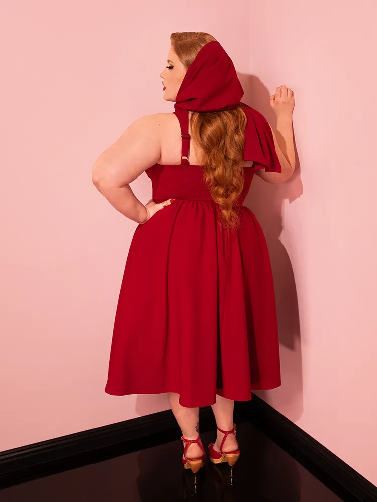 Golden Era Swing Dress and Scarf in Ruby Red - Vixen by Micheline Pitt