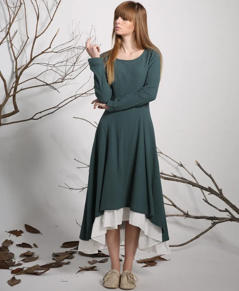 Green Dress-Linen Dress-Casual Dresses-Casual Dress-Woman Dress-Maxi-Long Prom Dress-Maxi Dress-Spring Dress-Woman Linen Party Dress-1134