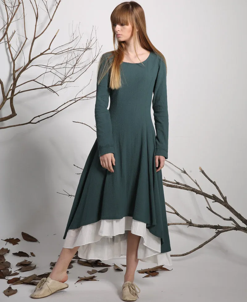 Green Dress-Linen Dress-Casual Dresses-Casual Dress-Woman Dress-Maxi-Long Prom Dress-Maxi Dress-Spring Dress-Woman Linen Party Dress-1134