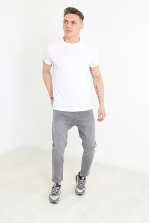 GREY SKINNY FIT CROPPED LENGTH DENIM JEANS