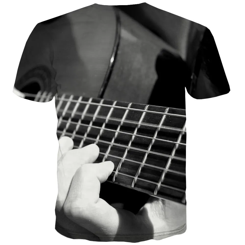 Guitar T-shirt Men Music Tshirts Novelty Wooden Tshirt Anime Metal Tshirts Cool