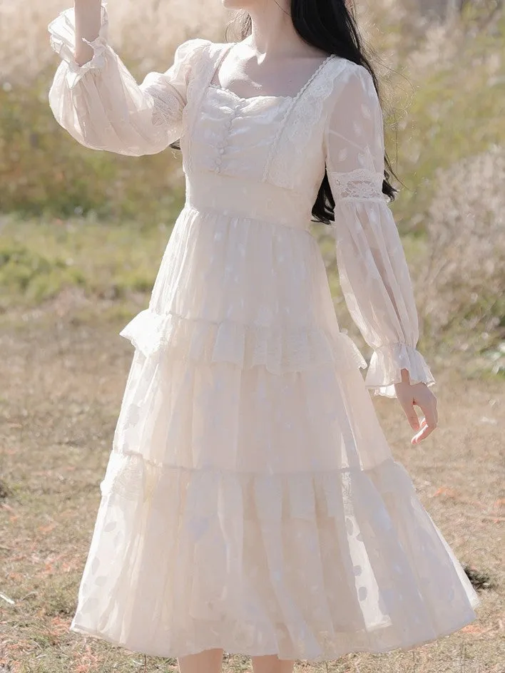 Gunne Sax Inspired Ruffle Lace Dress