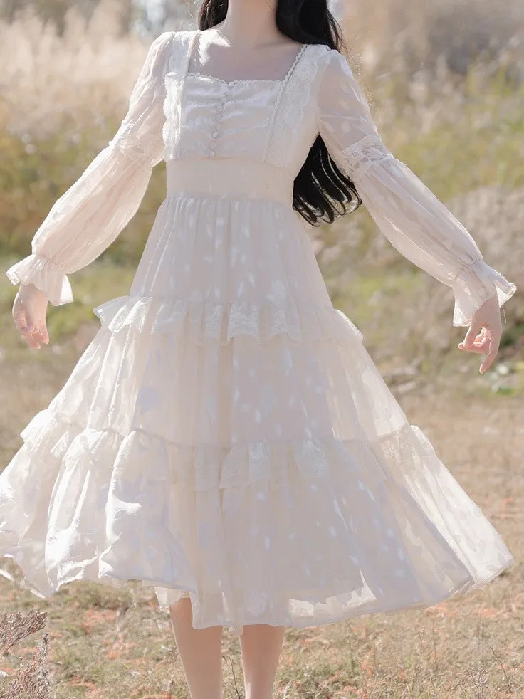 Gunne Sax Inspired Ruffle Lace Dress