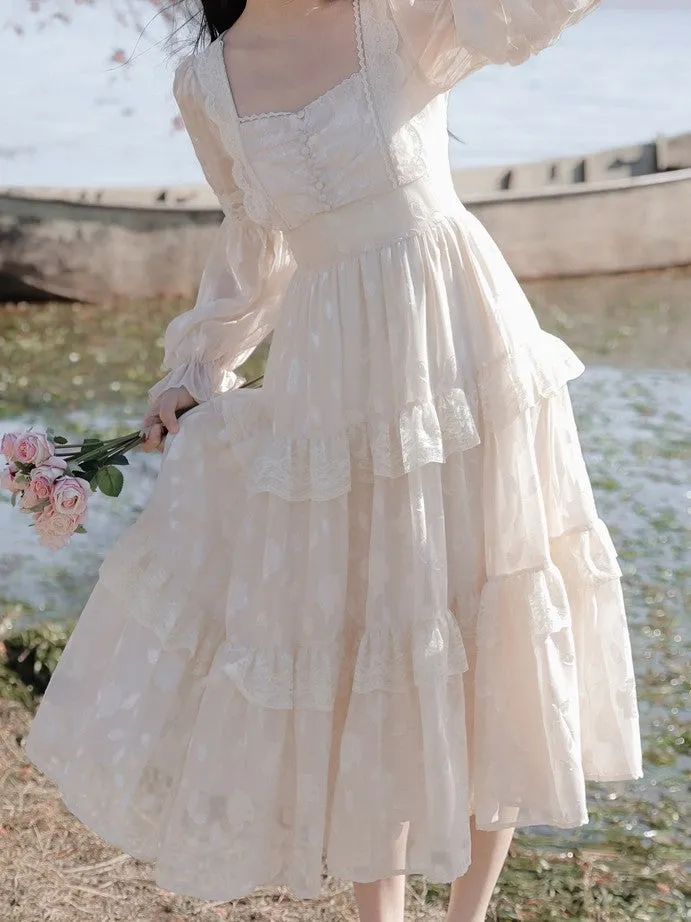 Gunne Sax Inspired Ruffle Lace Dress