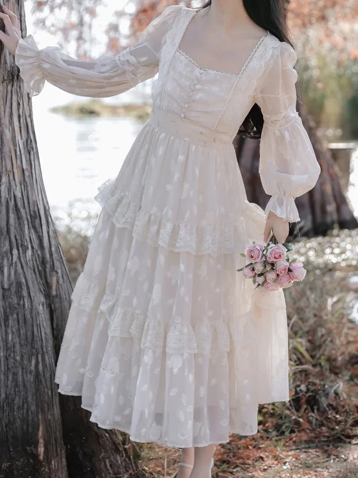 Gunne Sax Inspired Ruffle Lace Dress