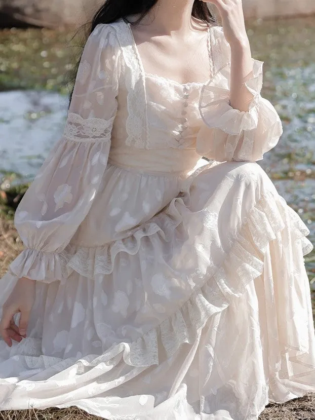 Gunne Sax Inspired Ruffle Lace Dress