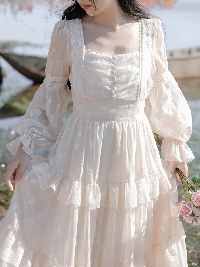 Gunne Sax Inspired Ruffle Lace Dress