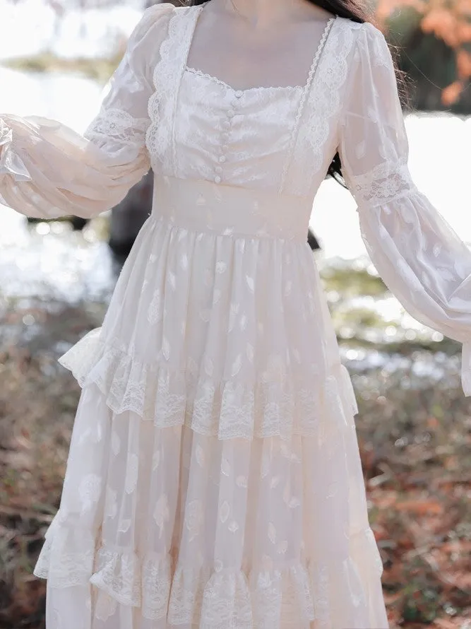 Gunne Sax Inspired Ruffle Lace Dress