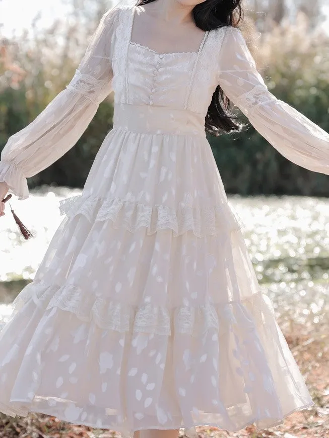 Gunne Sax Inspired Ruffle Lace Dress