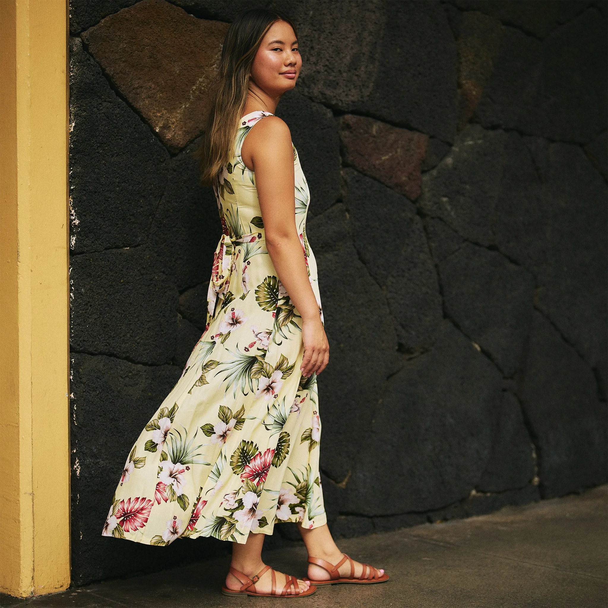 Hawaiian Floral Sylvia Long Dress