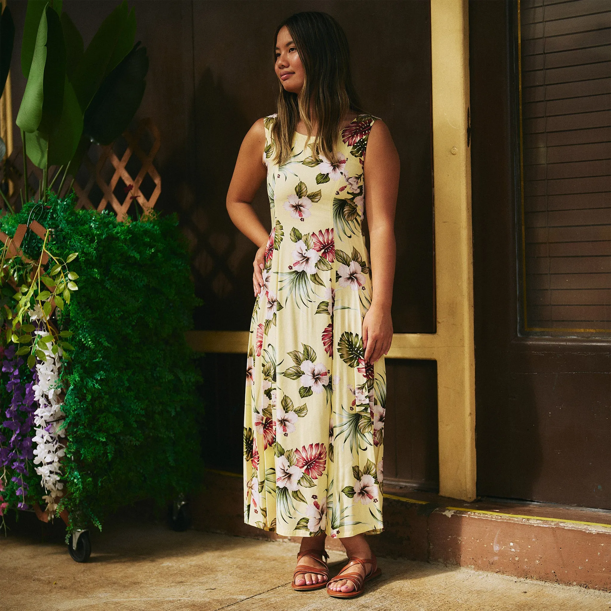 Hawaiian Floral Sylvia Long Dress