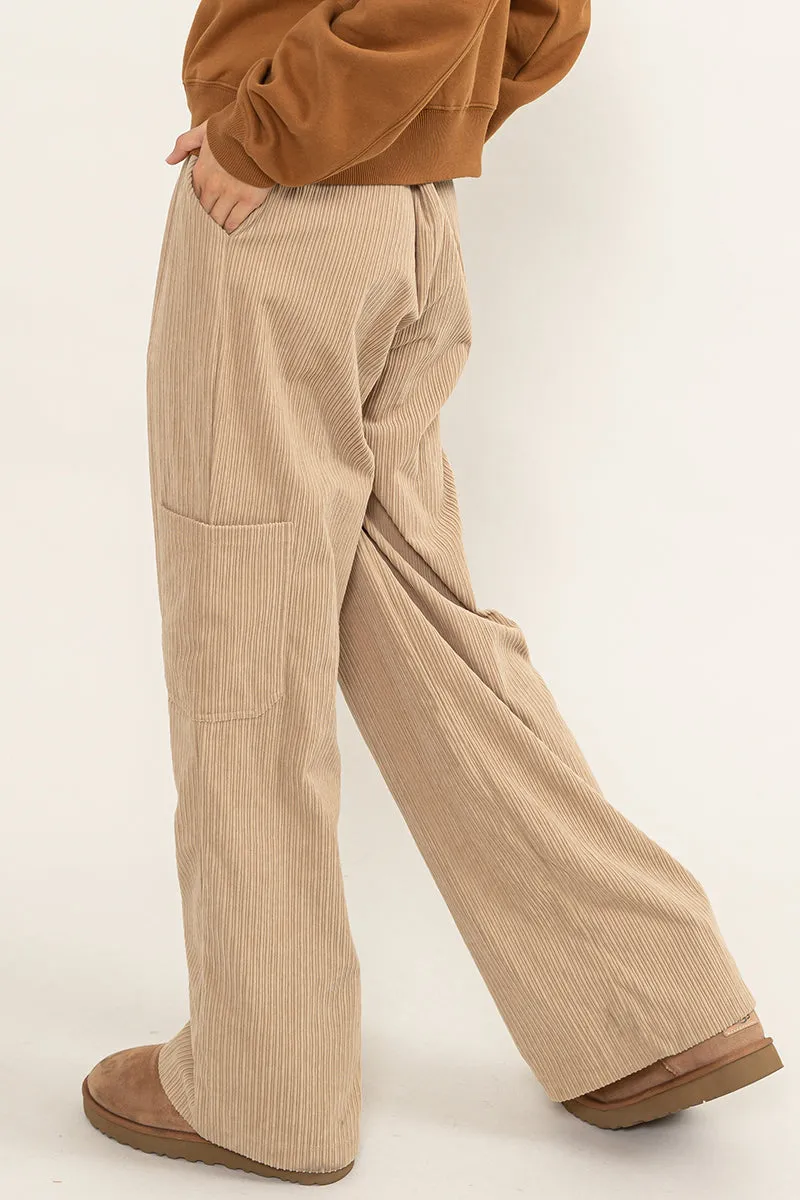 HF23G491-CORDUROY CARGO PANTS