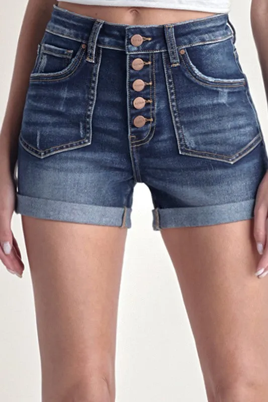 High Rise Button Fly Shorts