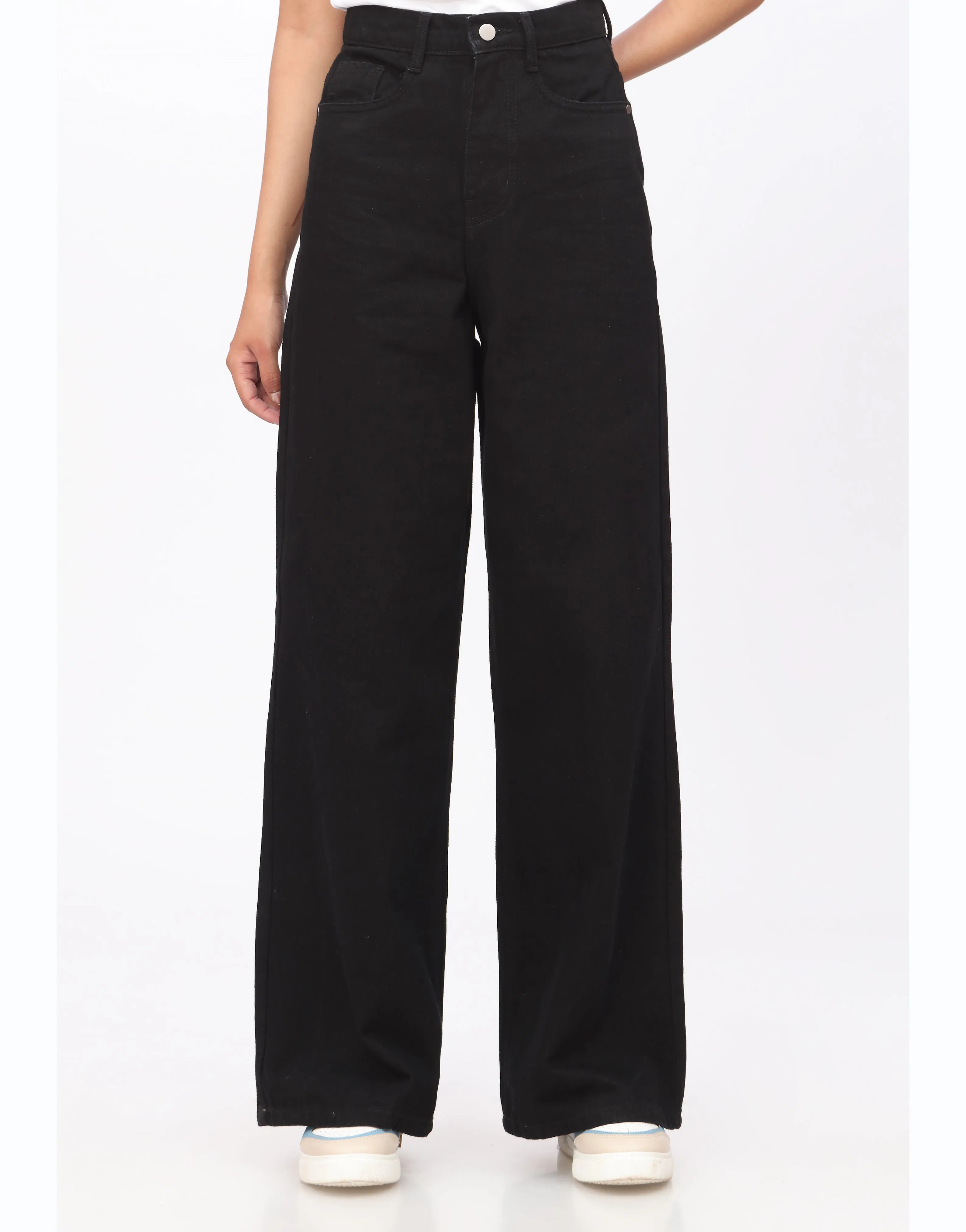 High Rise Wide Leg Jeans Black