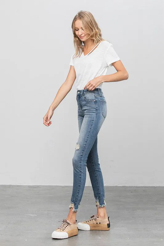 HIGH STRETCH MID RISE SKINNY JEANS