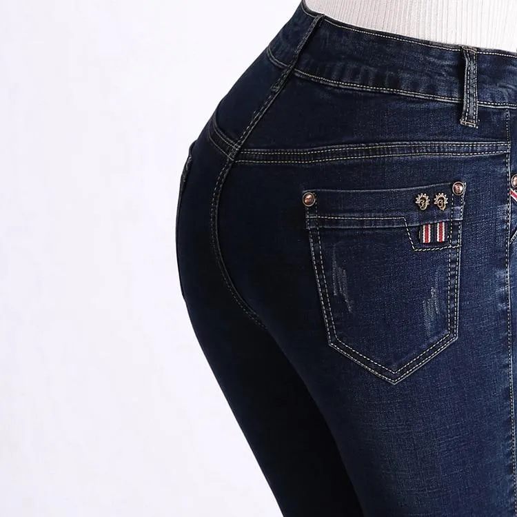 High Waist Push Up Straight Jeans