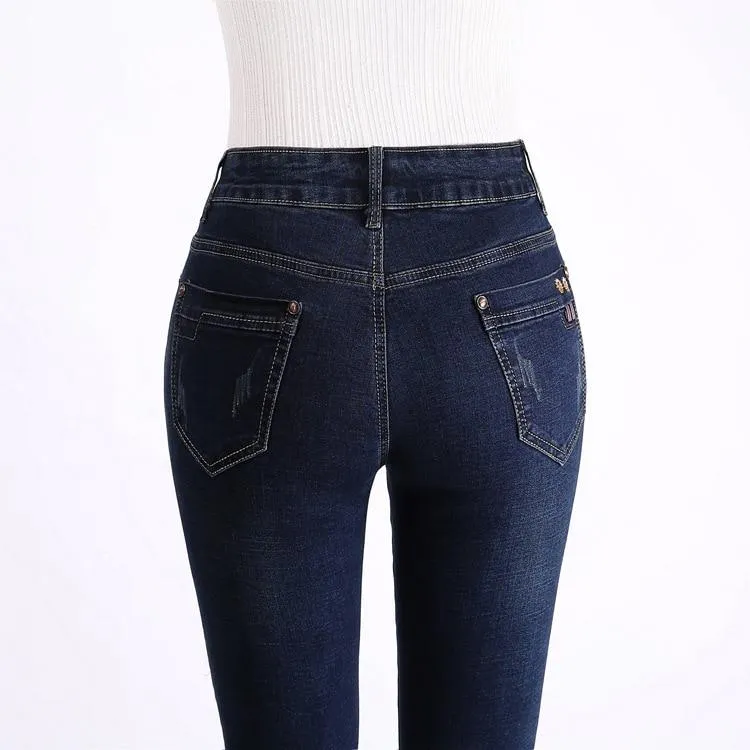 High Waist Push Up Straight Jeans