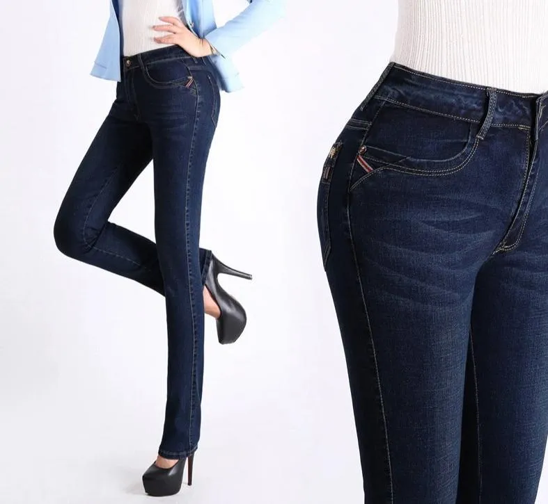 High Waist Push Up Straight Jeans