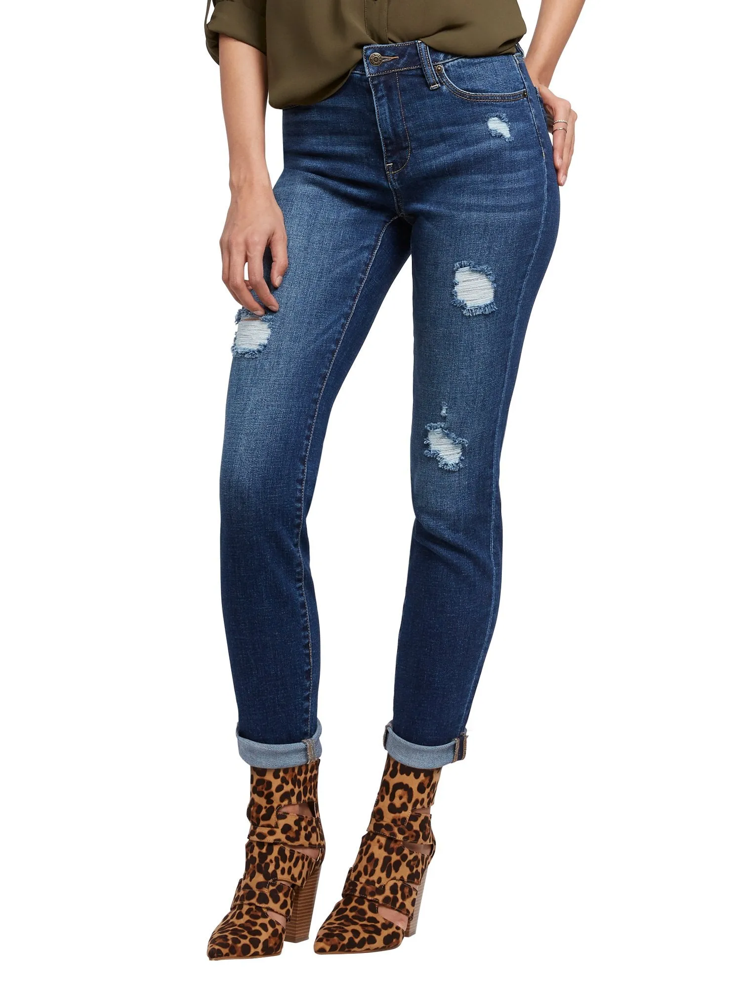 High-Waisted Curvy Boyfriend Jeans - Blue Honey