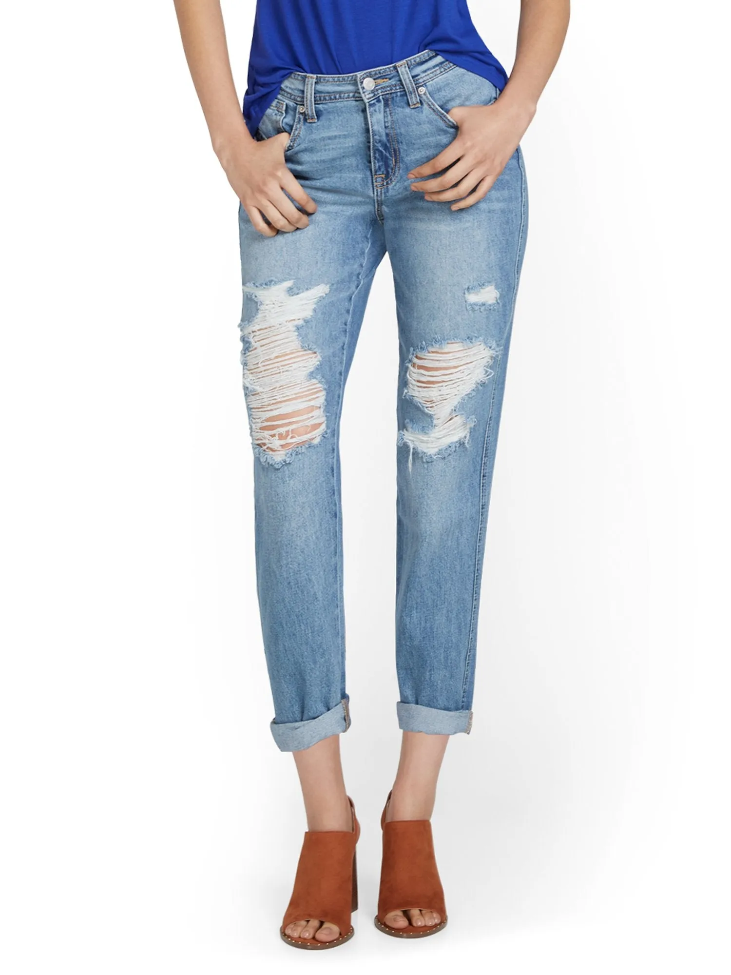 High-Waisted Curvy Dream Boyfriend Jeans - Clinton Wash