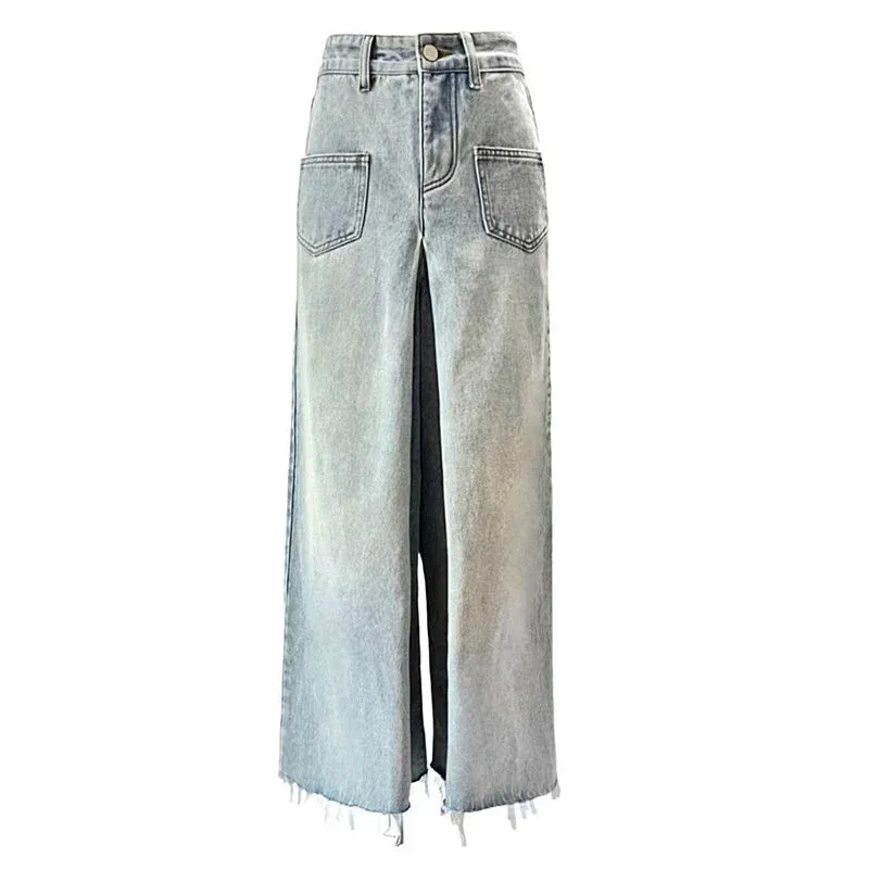 High-Waisted Loose A-Line Elephant Leg Pants Women's Summer Drapey Wide-Legged Jeans