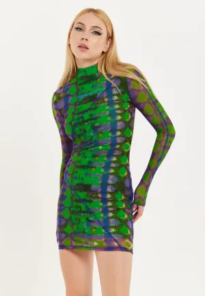 House Of Holland Abstract Snake Print Mini Dress