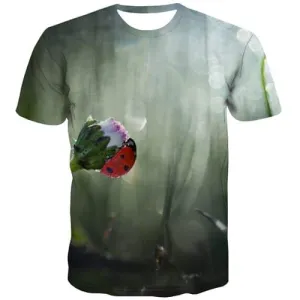 Insect T-shirt Men Flower Tshirts Casual Psychedelic Tshirt Printed Green T shirts Funny