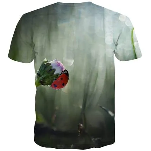 Insect T-shirt Men Flower Tshirts Casual Psychedelic Tshirt Printed Green T shirts Funny