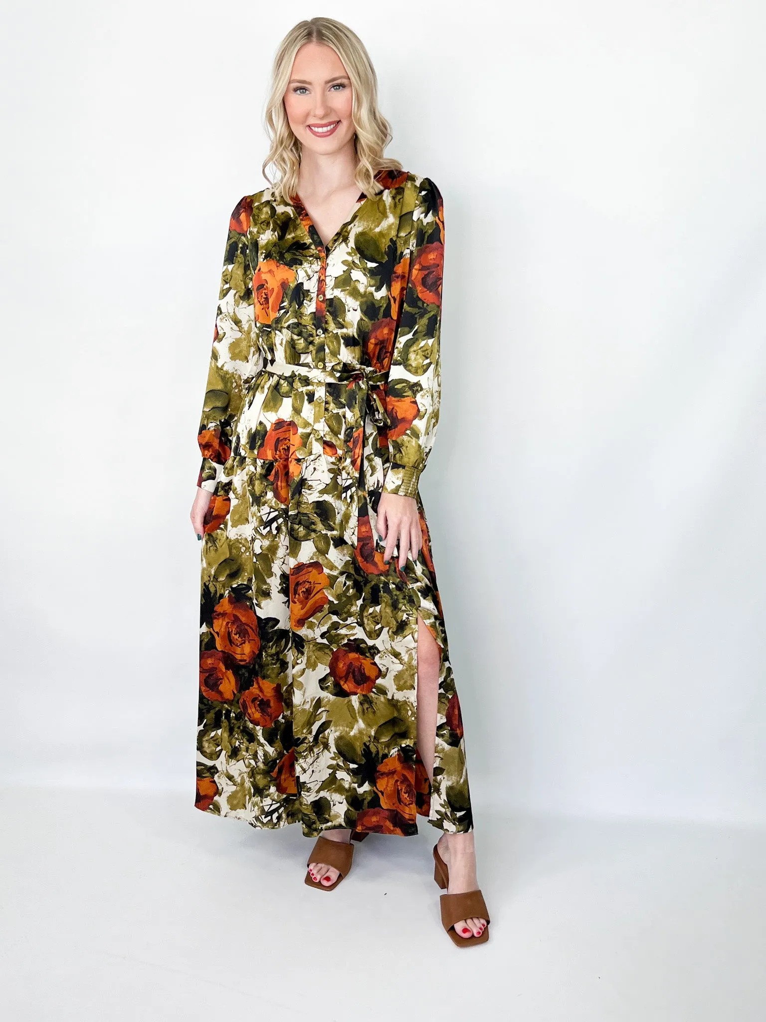 Isabel - Long Sleeve Printed Maxi Dress