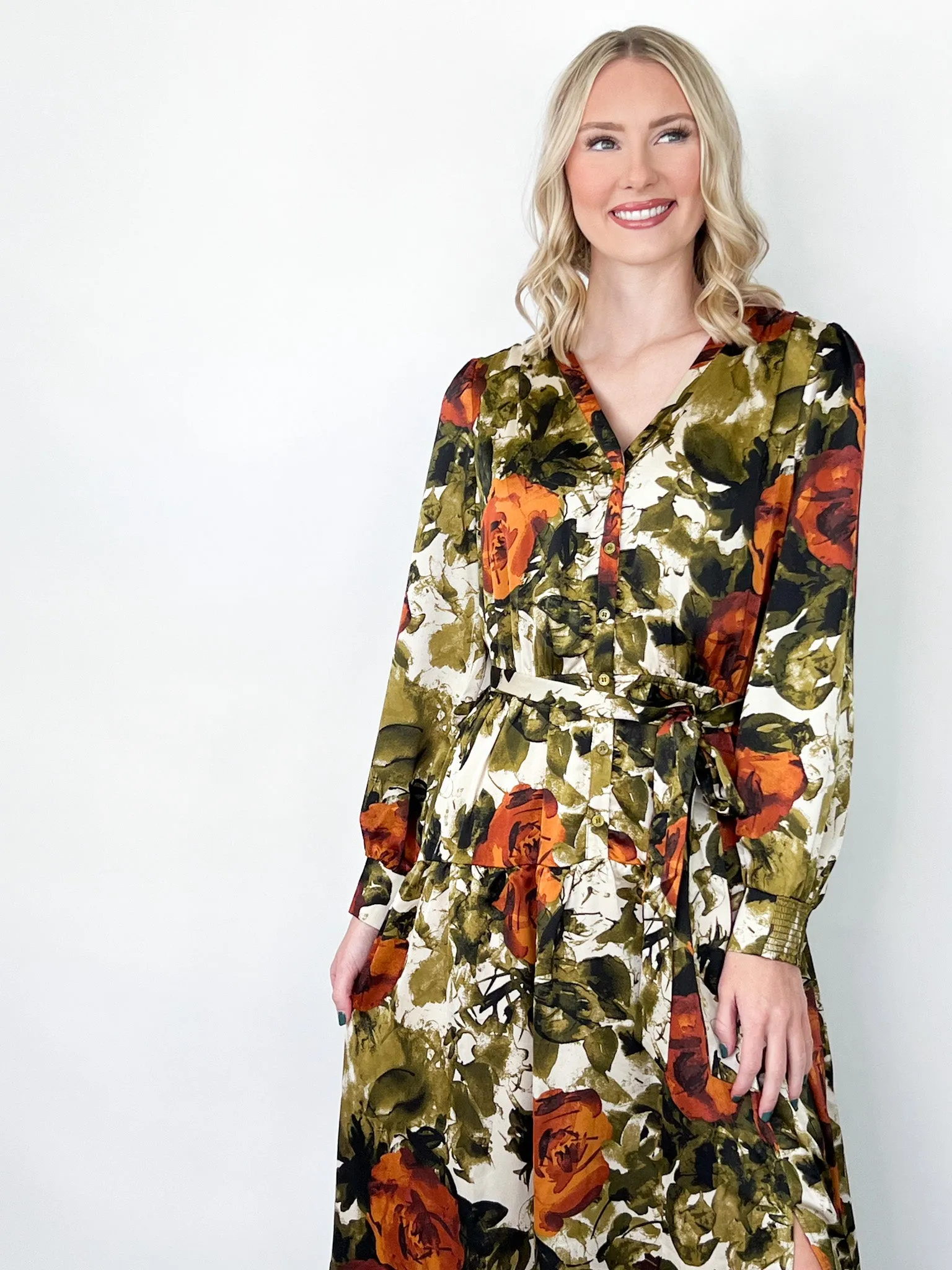 Isabel - Long Sleeve Printed Maxi Dress