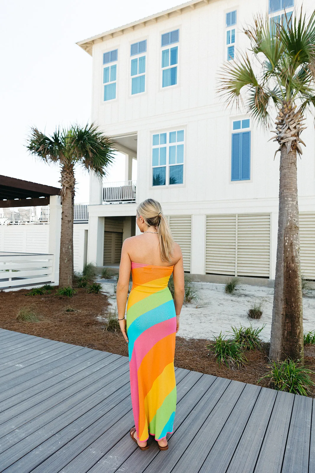 Island Nights Tube Dress - Salty Rainbow Stripe