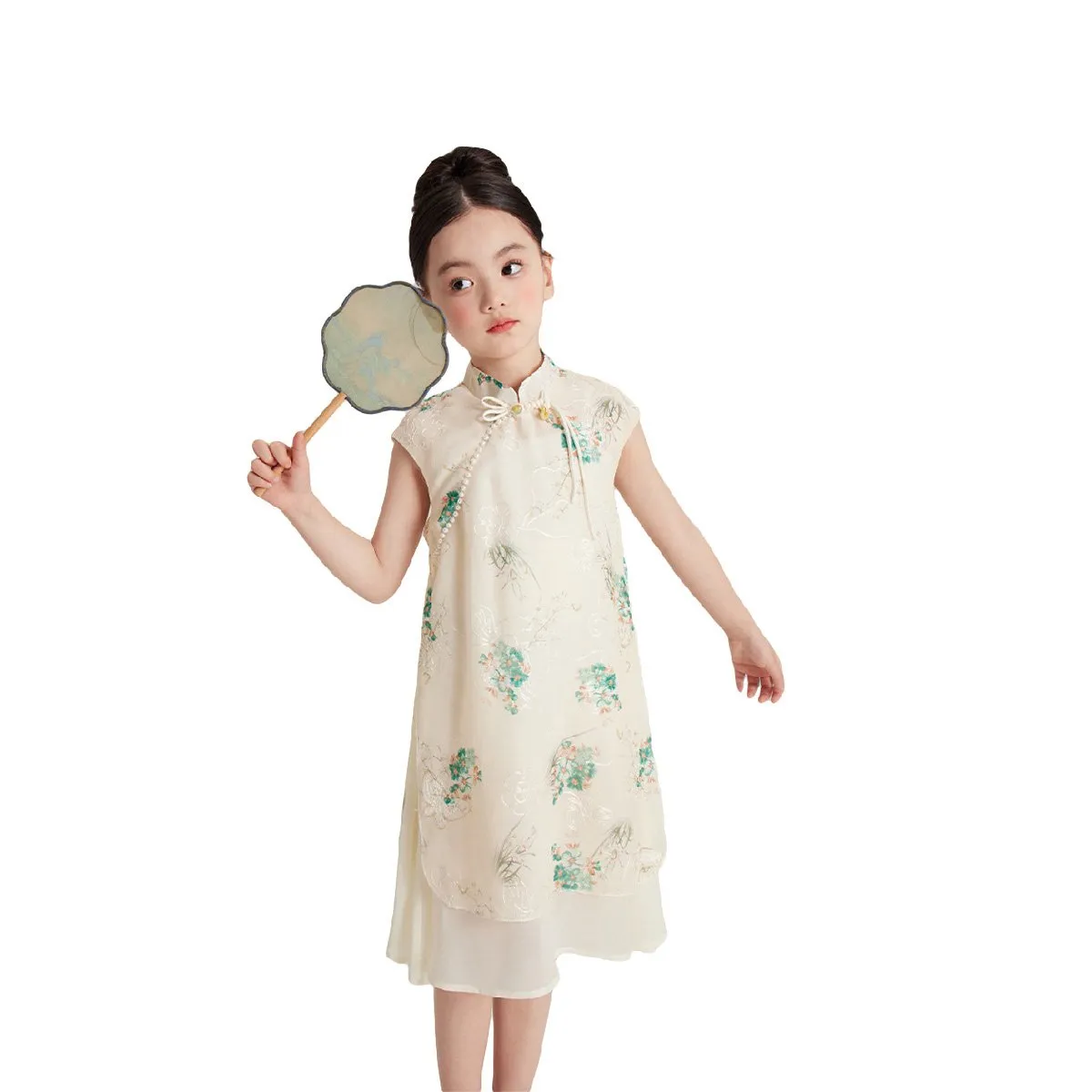 Ivory Floral Cheongsam Dress