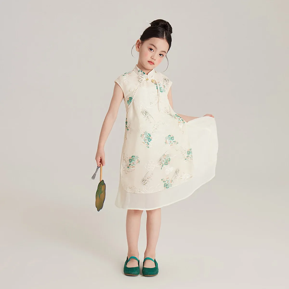 Ivory Floral Cheongsam Dress