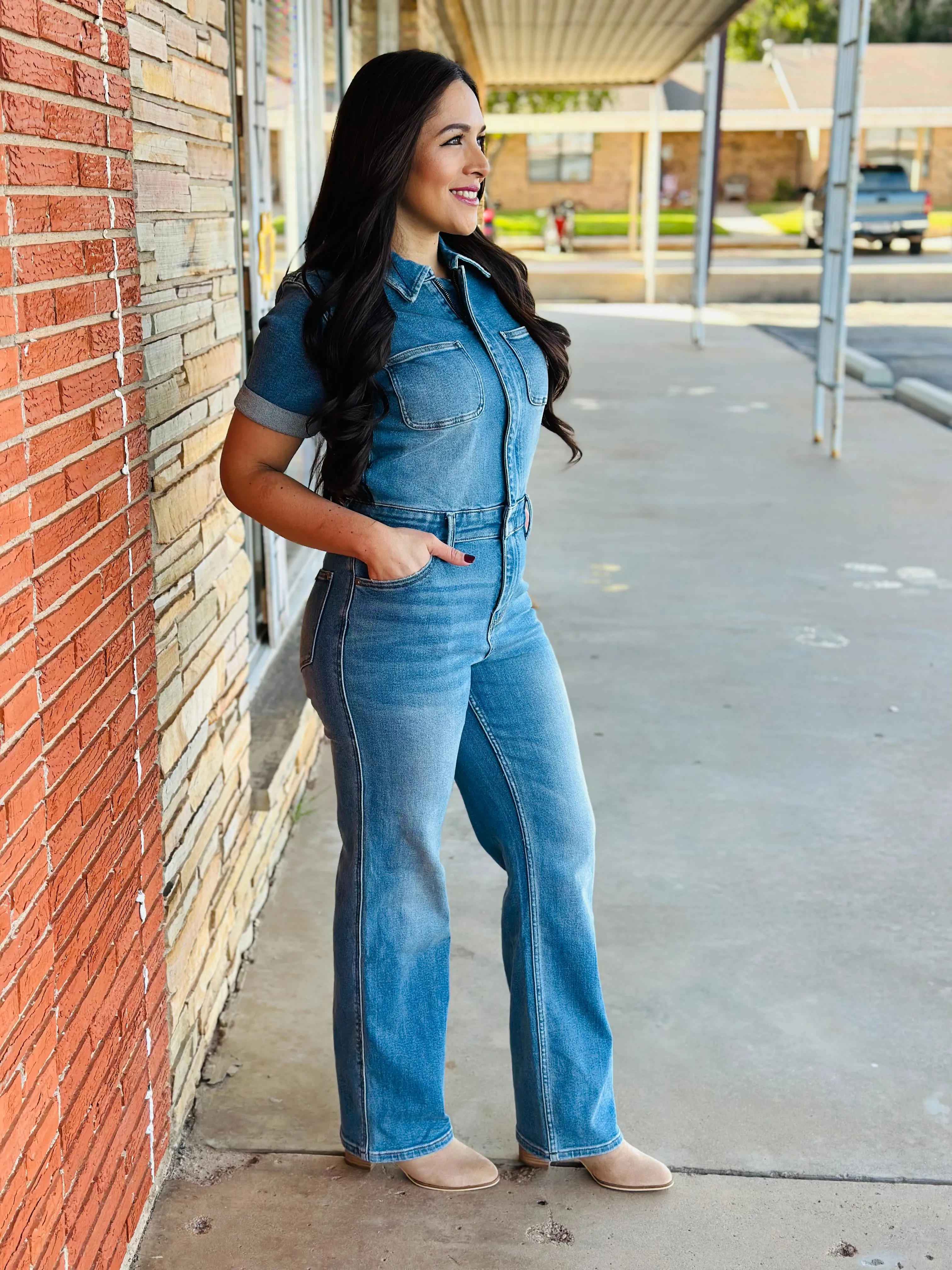 JB DENIM SS STRAIGHT JUMPSUIT