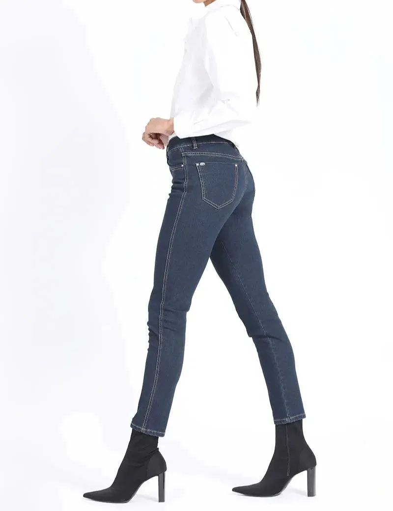 Jeans Mujer Skinny Tiro Medio Azul