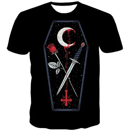 Jesus T-shirt Men Moon Tshirts Casual Flower Tshirt Printed Blood Tshirt Anime War Tshirts Novelty Short Sleeve Full Print