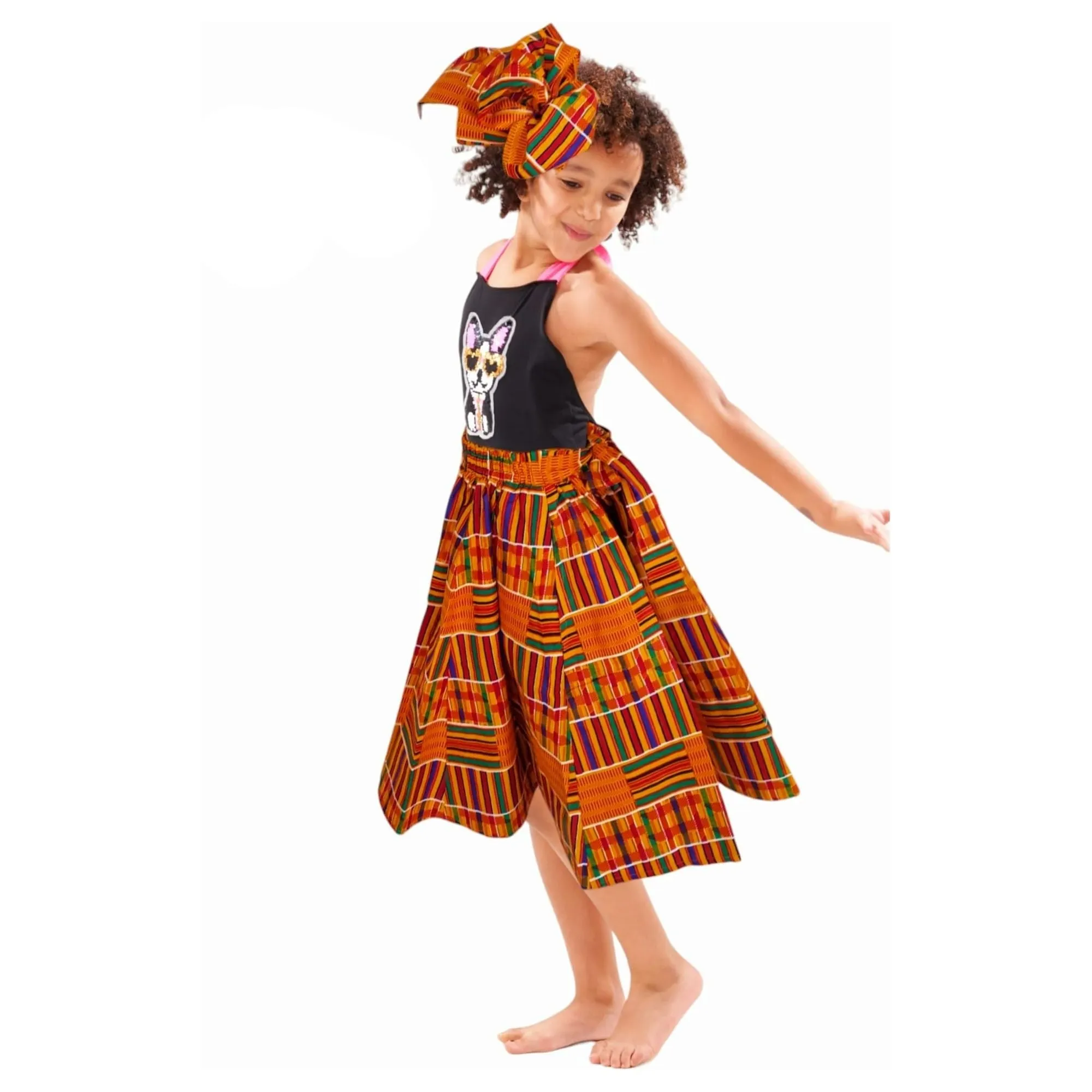 Kente Sleeveless Smocked Maxi Dress