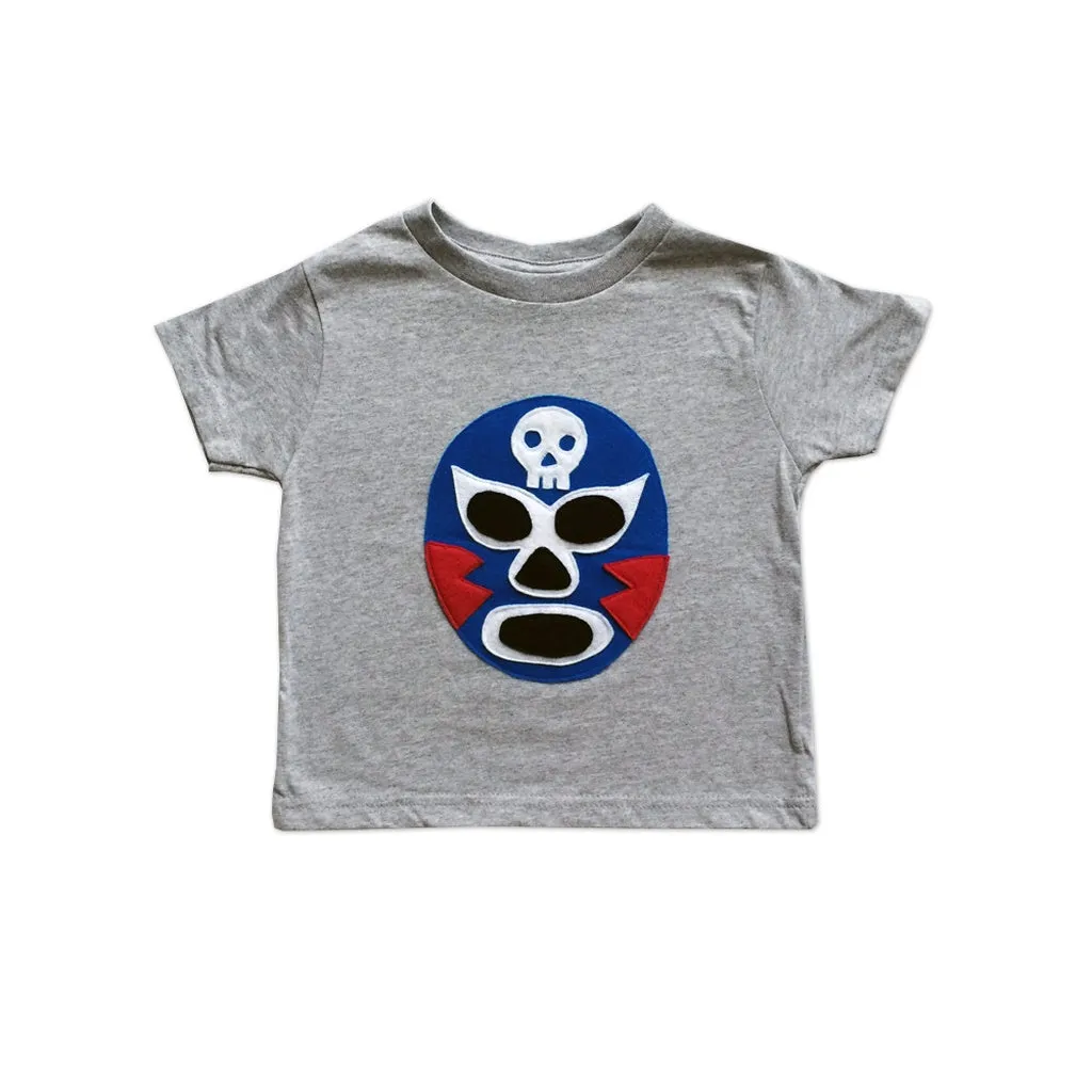 Kid's Cape and Shirt-Luchador Azul - Blue Mexican Wrestler Toddler T-Shirt & Green Cape Combo