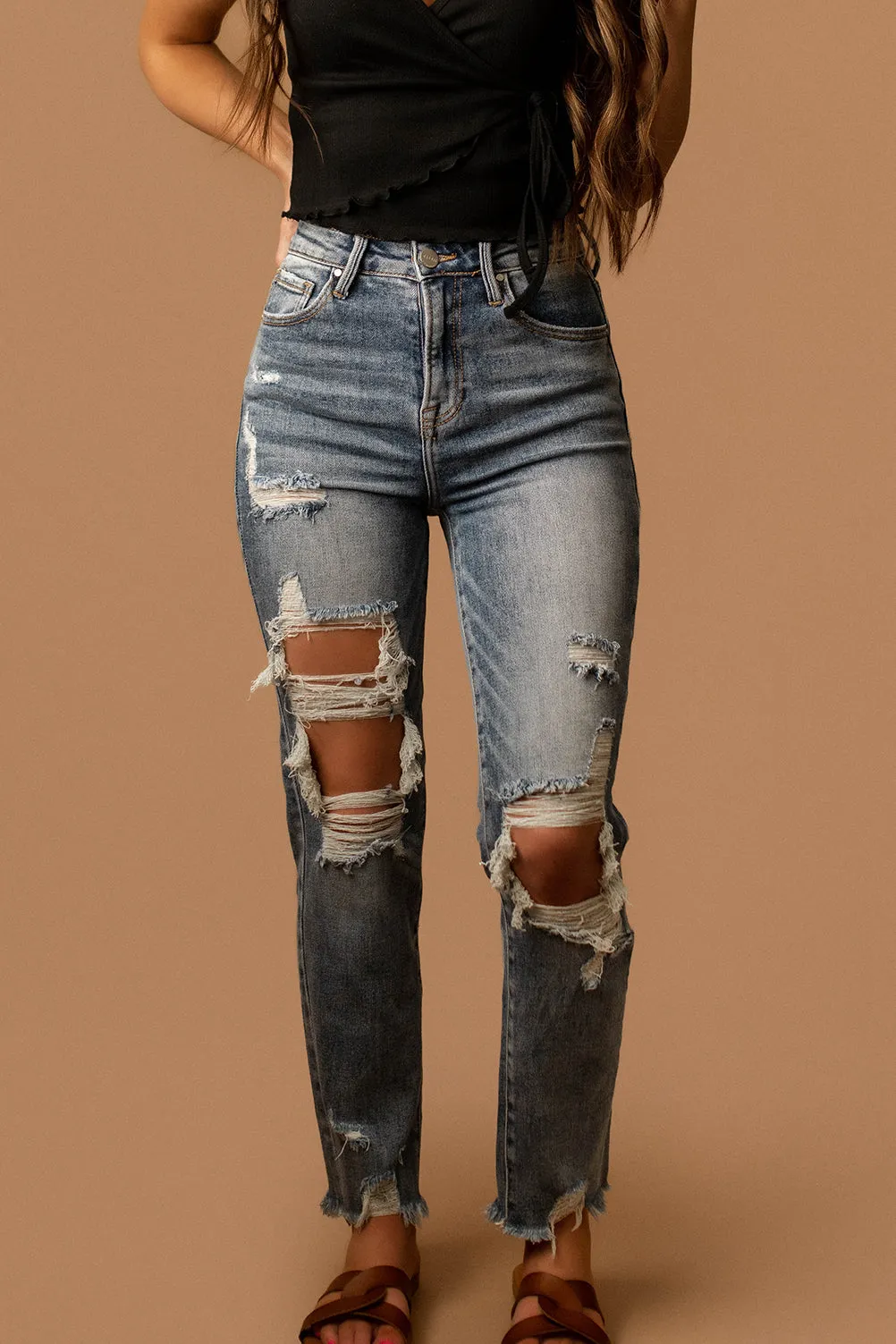 Kolby Distressed Slim Straight Jeans