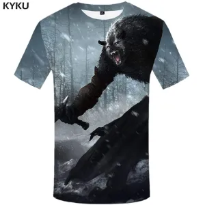 KYKU Brand Wolf T shirt Men Monster T shirts Funny Forest T-shirt 3d War Tshirt Anime Animal Tshirts Print Mens Fashion Hip hop