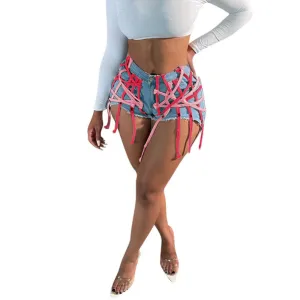 Lace Up Stretch Denim Shorts Wholesale Sexy Clothes