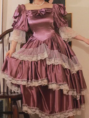 Lady Violet Victorian Inspired Purple Satin Dress