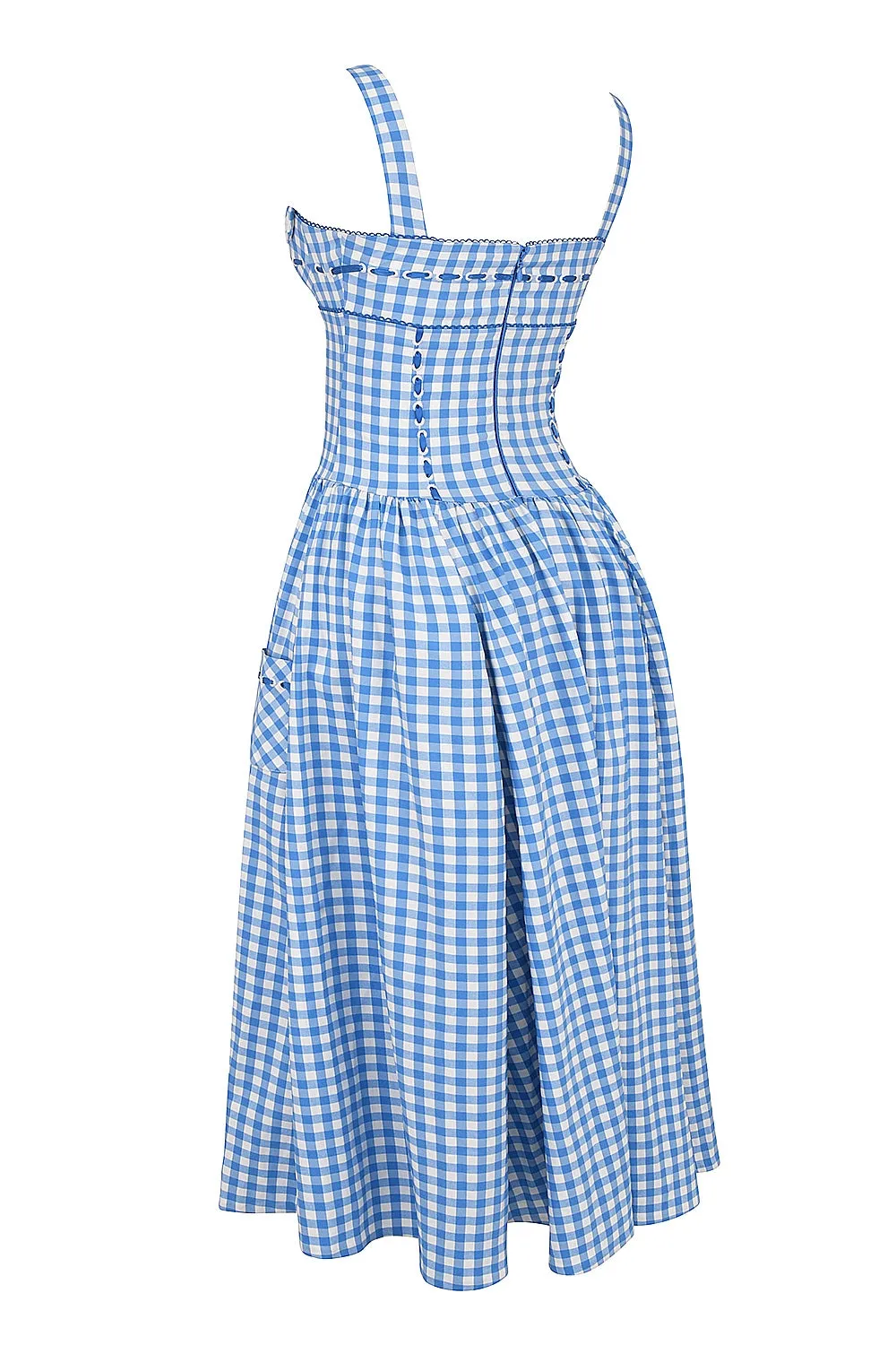 Lael Blue Gingham Midi Dress