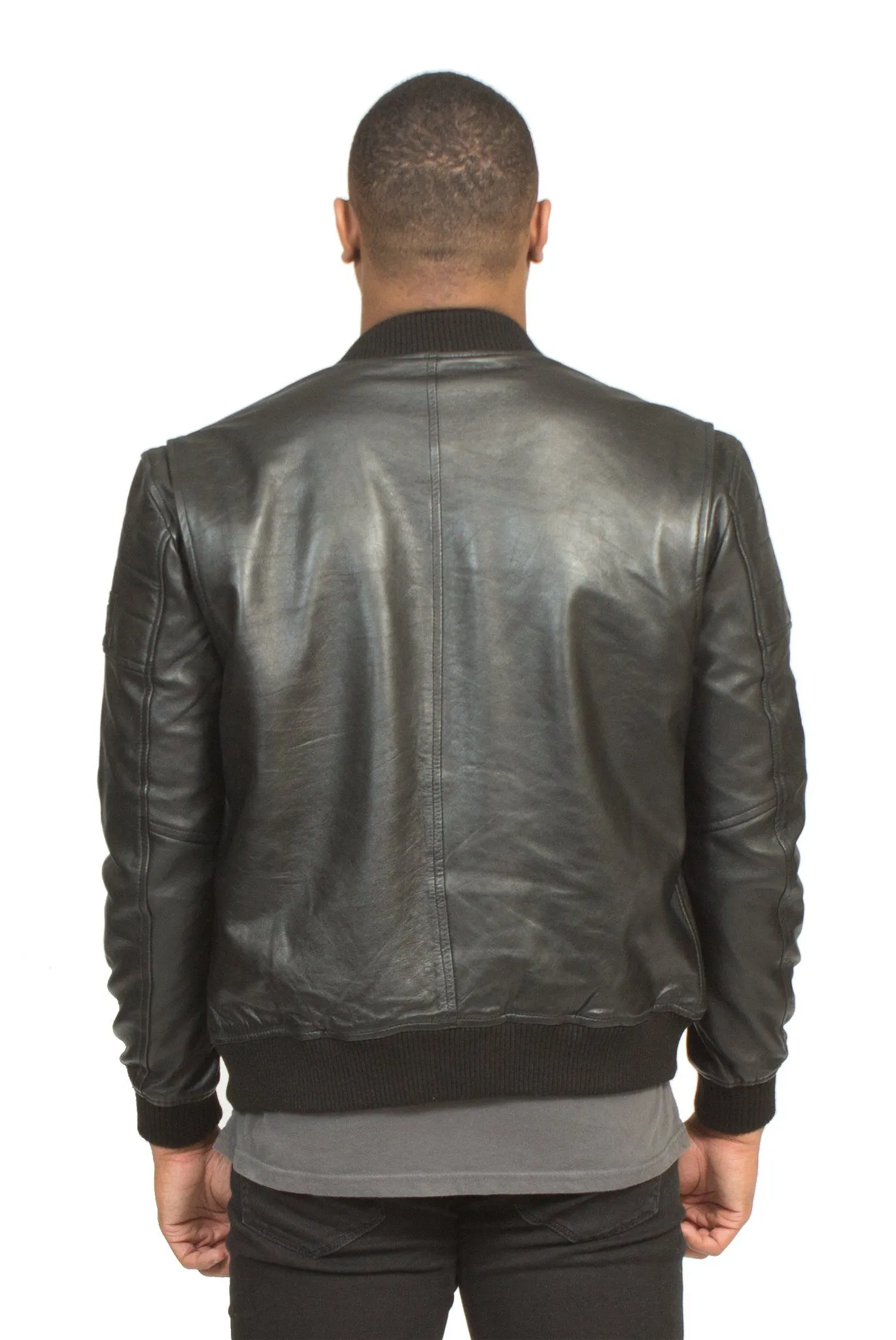 LAMBSKIN LEATHER RACER JACKET IN BLACK