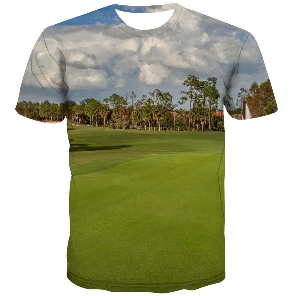 Lawn T-shirt Men Golf Tshirts Novelty Forest T-shirts Graphic Natural T shirts Funny Game Tshirt Anime