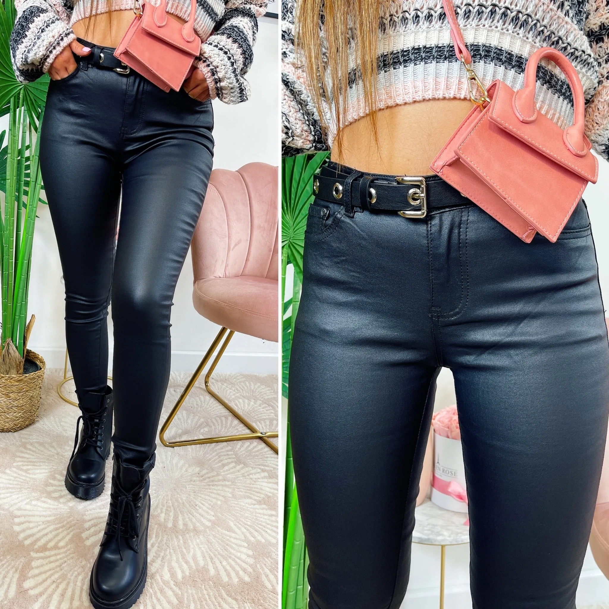 Leggins in jeans nero