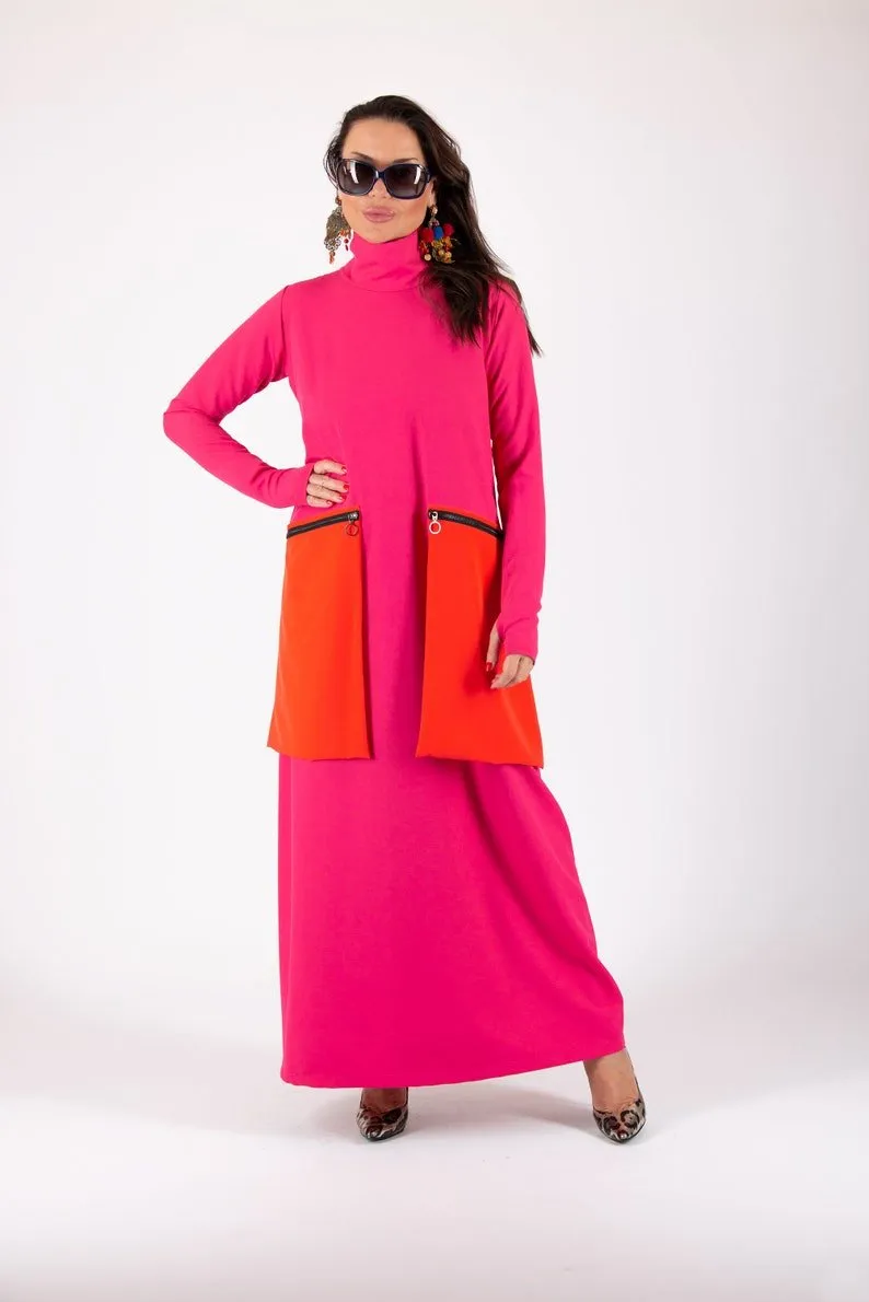 LENA Maxi Turtleneck Dress