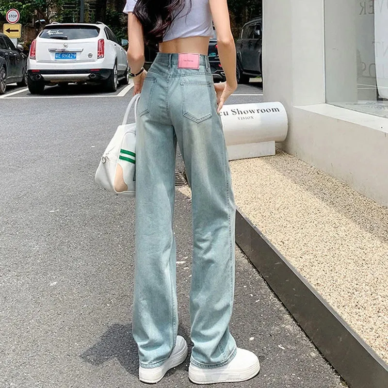 Light Blue Female Summer Thin Section High Waist Thin Drape Loose Jeans