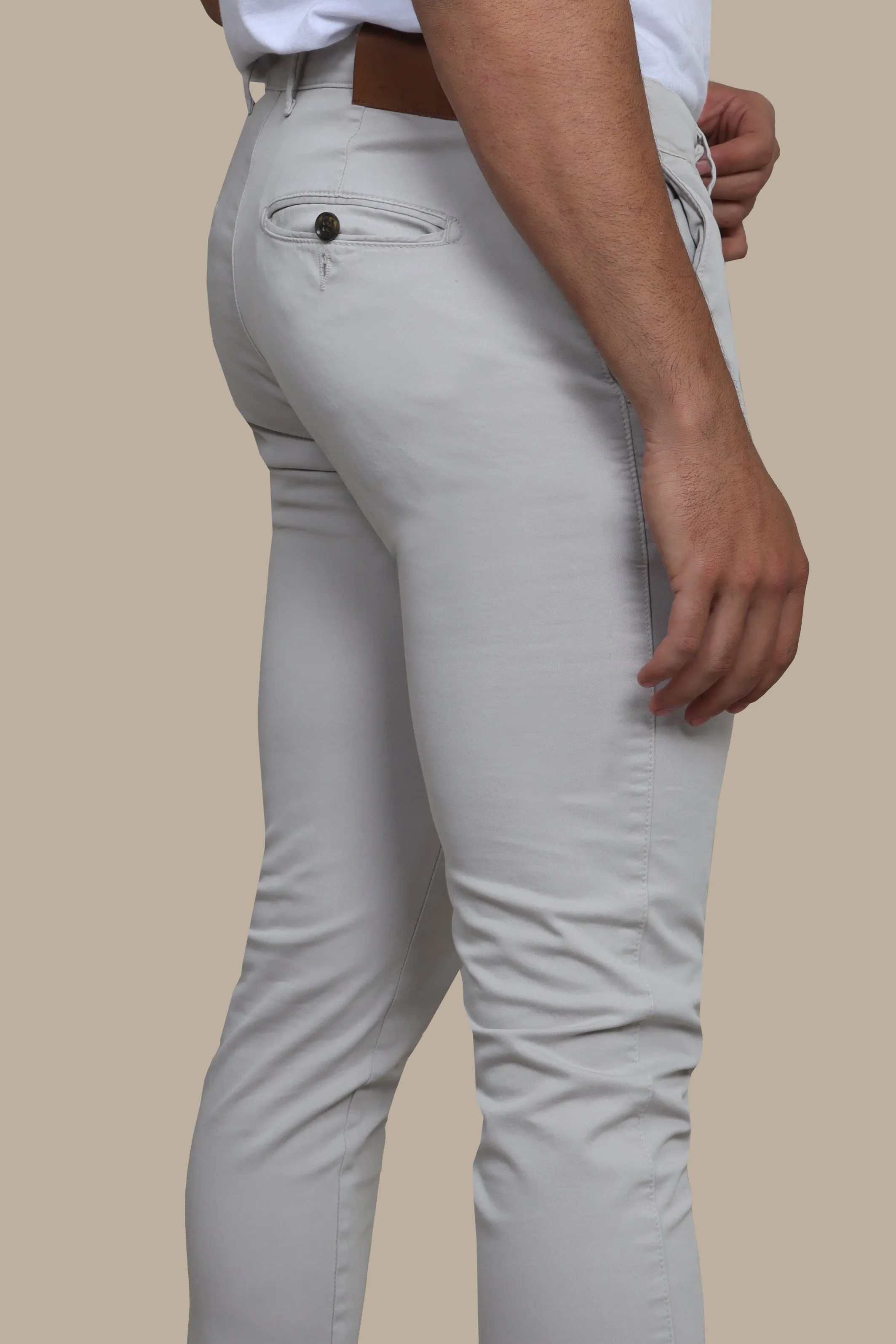 Light Grey Slim Fit Chino Trousers